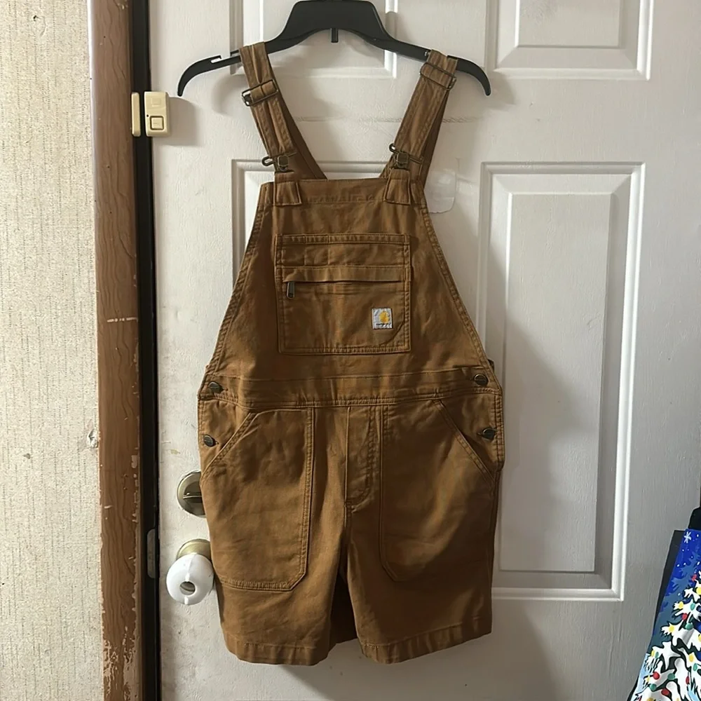 Carhartt Rugged Flex Canvas Shortalls: BROWN: NEW WITH TAGS: SIZE SMALL